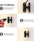 Installation of Heavy Duty Zinc Alloy Barn Door Lock With 90 And 180 Degree Latch Thickened 6mm Panel Anti Rust Finish