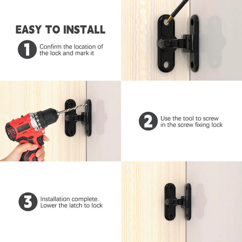 Installation of Heavy Duty Zinc Alloy Barn Door Lock With 90 And 180 Degree Latch Thickened 6mm Panel Anti Rust Finish