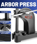 Heavy Duty Arbor Press 3 Ton Capacity With Solid Steel Anvil Plate for various tasks, showcasing the reversible ram and sturdy base.