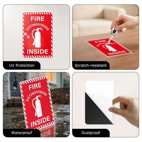 10 Pack Fire Extinguisher Signs Vinyl Decals 6 By 4 Inch Self Adhesive For Trucks Equipment Offices And Business Indoor Safety Stickers Durable Commercial Grade Easy Peel And Apply
