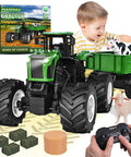 Remote Control Tractor Toy With RC Trailer 23.6 Inch 1/16 Scale Monster Truck for farm adventures, child playing with toy set