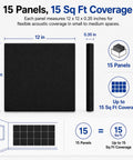 Straight Up Game Changer Peel And Stick Acoustic Wall Panels High Density Sound Absorption 12 Inch Polyester Squares for recording and gaming home theater shown with dimensions.