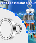 Beast Magnet Fishing Kit With 300 Lb Neodymium Rare Earth Magnets featuring countersunk hole eyebolt for recovery and fishing use.