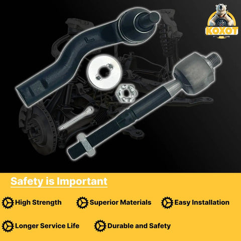 Four Piece Front Tie Rod End Kit For Ford Fusion 2010 2011 2012 2.5L L4 And 3.0L V6 Fits Lincoln MKZ 2011 2012 Mercury Milan 2010 2011 Inner And Outer Tie Rod End Replacement Set Easy Install, black metal steering linkage parts
