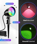 15W RGBW Outdoor Landscape Lights Kit With Remote Control IP66 Pathway Flood Lights for yard, wall mounted and ground inserted.