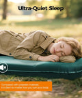 Person sleeping on Self Inflating Sleeping Pad With Electric Pump For No Fuss Quick Setup 3.15 Inch Memory Foam Camping Pad R Value 9.5