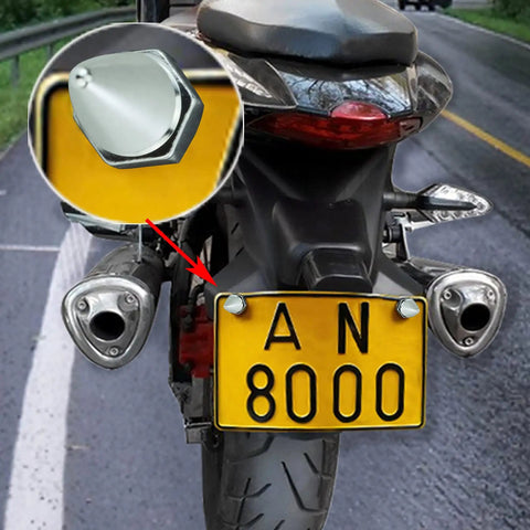 Spike Shape License Plate Screws Kit With Anti Theft Fasteners Bolts Aluminum Alloy 4 Piece Set on motorcycle