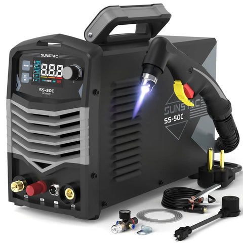 Non Touch Pilot Arc Plasma Cutter With 50 Amp Power, Dual Voltage 110 And 220 Volt IGBT Inverter, Large LCD Display