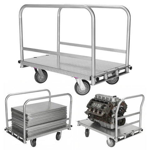 No Sweat Steel Platform Dolly With Triple Side Rails And Smooth Glide Casters Hauls 2500 Pounds Of lumber, drywall, or engine blocks.
