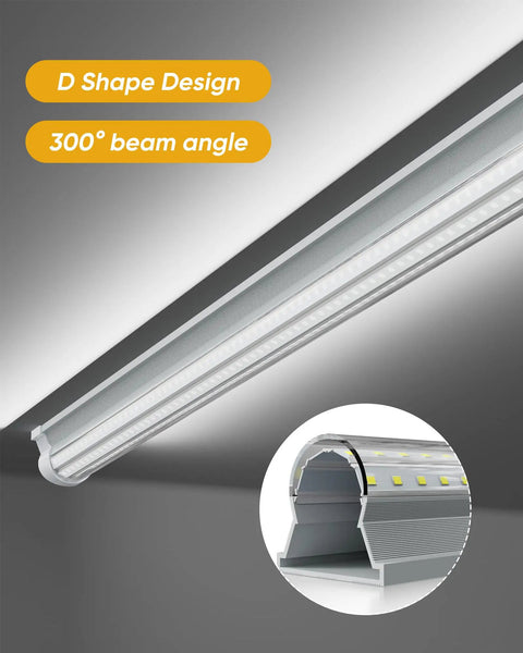 Two Pack 2 Foot LED Shop Lights 30W 3000 Lumen 6500K Daylight Ultra Bright T8 Linkable Ceiling Fixture D-shape design