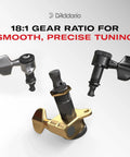Auto Trim Locking Guitar Tuners Six In Line Black No Slip Locking For Fast And Easy String Changes And Precise Tuning 18:1 gear ratio