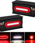 Two Pack Heavy Duty Trailer Light Steel Boxes Kit With Six Inch Oval Red And White LED Tail Lights And Two Inch Round Red LED Side Lights
