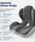 Ergonomic contour design of Road Ready Memory Foam Seat Cushion for Tesla Cybertruck and Pickup Trucks with lumbar support.