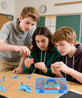 Students using Hands-On Electrical And Magnetic Physics Experiment Kit With 68 Experiments, Ammeter Modules, in a classroom.