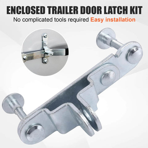 Trailer Door Hasp Keeper Kit for Cargo Trailers showing detailed view, includes two hasp units with screws and nuts, metal construction.