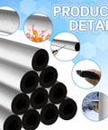12 Pack Self Adhesive Pipe Insulation Foam Tubes With Aluminum Foil Joint Tape And Zip Ties For Spigot And Sprinkler Lines