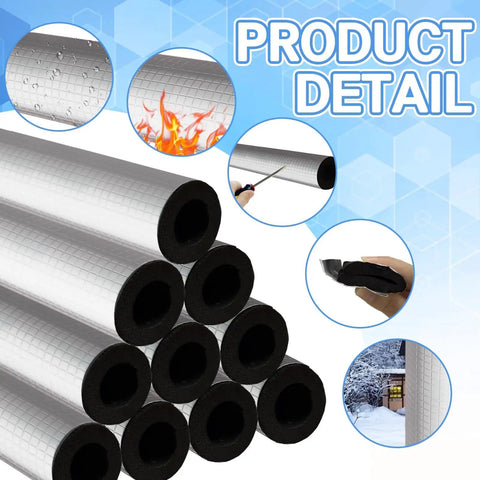 12 Pack Self Adhesive Pipe Insulation Foam Tubes With Aluminum Foil Joint Tape And Zip Ties For Spigot And Sprinkler Lines