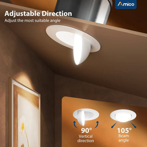Top Tier 6 Inch Adjustable Gimbal Recessed Ceiling Lights 5CCT Dimmable LED Retrofit Kit 1200 Lumens 90 Degree Tilt 6 Pack Glides Smooth For Serious Home Glow Up Builds