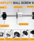 Ball Screw Assembly 400mm Long 12mm Diameter with End Machining and Nut, BK10 BF10 End Supports, Coupler, and Nut Housing diagram