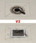 Comparison of shower drains: clogged drain vs. Top Shelf Stainless Steel Shower Drain Hair Catcher that stops bathroom clogs cold.
