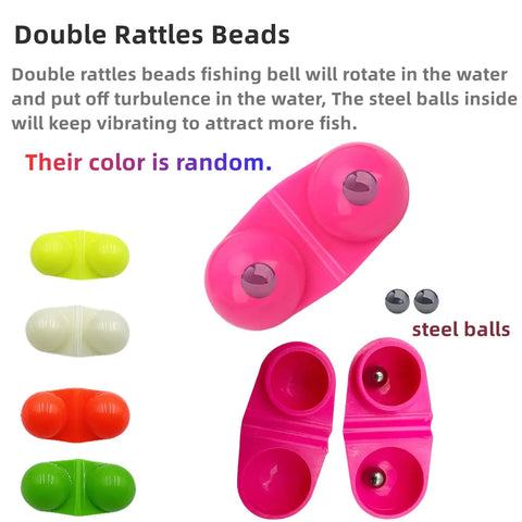 Double rattles beads in various colors with steel balls for Six Piece Catfish Fishing Rigs Ready Kit With 2 In 1 Rotating Rattles.
