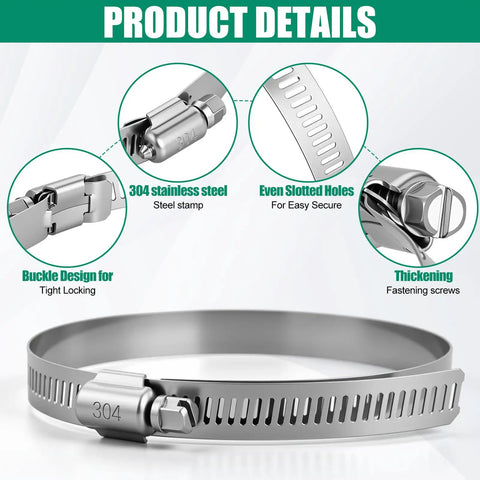 30 Pack 4 Inch Stainless Steel Hose Clamps Beefy Heavy Duty Adjustable From 3-29/50 To 4-49/100 Inches 91-114 mm Worm Gear Clamps