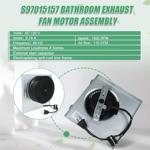 Motor Replacement For 110 CFM Bathroom Exhaust Fans In Eight By Eight And One Quarter Inch Housing, Compatible With 676 D 2676F A
