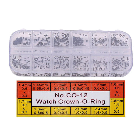 1.4 To 2.8mm Rubber O Rings Box Set With 12 Sizes, watch gaskets for waterproof seals, clear box compartments