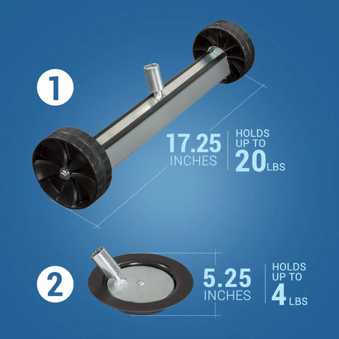 Ultimate Quick Release Magnetic 2 in 1 Cleanup Kit with a 14 inch sweeper holding 20 lbs and 3 3/8 inch disk holding 4 lbs.