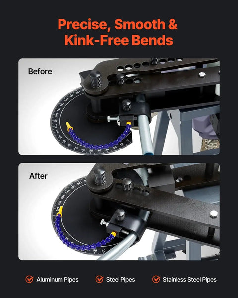 Comparison of tube bending before and after using Beast Electric Tube Bender For Home Garage 750W Pipe Bending Machine