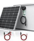24V 50W Solar Battery Charger Maintainer With Ultra Smart MPPT Controller Waterproof Trickle Charging Kit For 24V AGM Lead Acid And LiFePO4 Batteries In All Weather displayed with cables