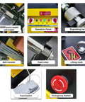 Heavy Duty 4000W Electric Rebar Bender Machine For Steel Ties Up To Two Inches Angle operation panel and components details.