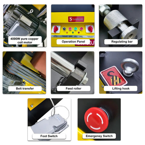 Heavy Duty 4000W Electric Rebar Bender Machine For Steel Ties Up To Two Inches Angle operation panel and components details.