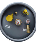Top view of Steel Forklift Propane Tank 43.5Lb With Gauge DOT And TC Compliant Heavy Duty Build Larger Capacity Than Standard Tanks