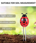 3 In 1 Ladybug Soil Tester Kit for Garden and Lawn, featuring pH, moisture, and nutrient meters with red housing.
