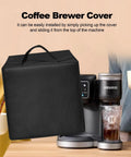 Nylon Coffee Maker Dust Cover For K-Duo Gen2 And K-Cup Gen1 Brews in black, covering a coffee machine with handle on top.