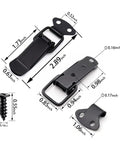 12 Pack Black Toggle Latches Stainless Steel Spring Lock Clasp Buckle Latch for Toolboxes with Dimensions