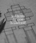 Engineering Nerd Gift Journal For Students And Pros, A5 Lined Notebook With Pen, sketch of mechanical drawing with humor text