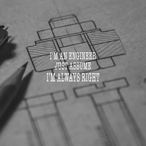 Engineering Nerd Gift Journal For Students And Pros, A5 Lined Notebook With Pen, sketch of mechanical drawing with humor text