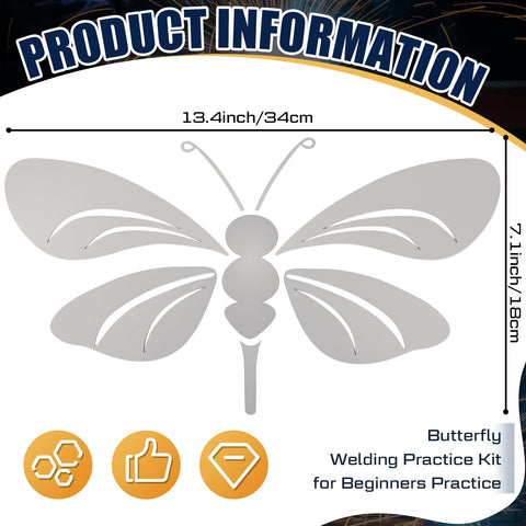 Butterfly Welding Practice Kit 8 Pcs Coupons For Beginners And Pros, 34x18cm metal butterfly design template