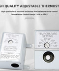 Replacement Attic Fan Motor Kit With 1100 RPM 1/10 HP 120V, 58033 adjustable thermostat switch, temperature control range details.