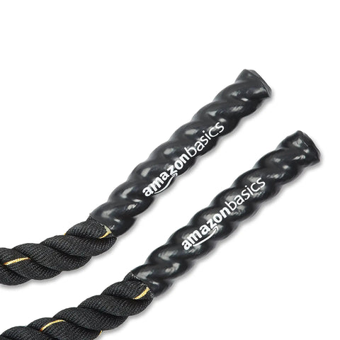 Beast Mode Heavy Battle Rope For Home Gym Crossfit And Cardio Sessions, 1.5 Inch Diameter By 30 Feet Length Three Strand Dacron With Protective Cover For Serious Strength Training And Legit Conditioning Workouts