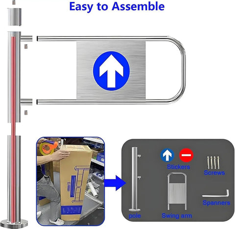 Heavy Duty Stainless Steel Safety Swing Gate With Auto Close Spring Action Works Like A Charm For Smooth Perimeter Security components, assembly instructions shown.