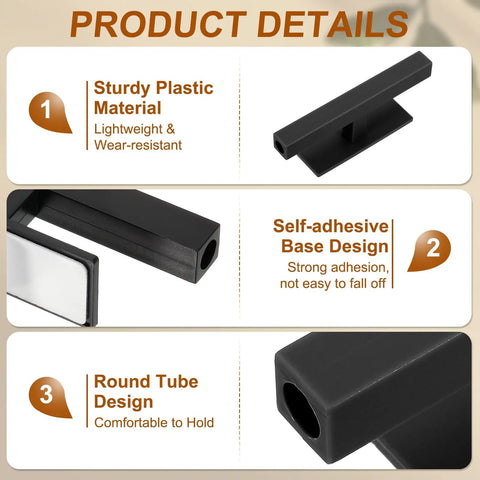 Two Pack Self Stick Push Pull Helper For Cabinets And Doors 4 Inch Plastic Adhesive Rectangle Stick On Handle For Kitchen Cabinets Windows Sliding Closets And Wardrobe Black, 4-inch black plastic adhesive handle