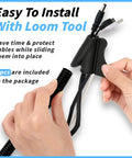 Split Wire Loom Tubing Set 1/4, 1/2, 3/8 Inch by 50 Feet With Pro Grade Automotive Flexible Conduit installation tool with cables