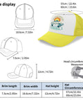 Yellow Breathable Cap For Men With Adjustable Buckle, All Season Comfort Hat For Everyday Wear, shown with size measurements