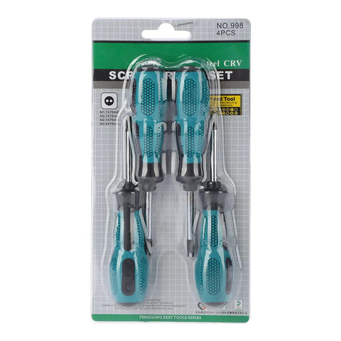 Real Deal Knockout Gear 4 Piece U Fork Spanner Screwdriver Kit With Magnetic CRV Steel Bits In M1.7 M2.0 M2.3 M2.6 Sizes For No Sweat PCB Fixes And Fast Door Maintenance Tasks Daily, packaged screwdrivers.