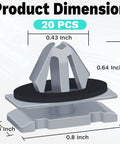 Image showing dimensions of fender trim clip for Jeep Grand Cherokee, part of 20 Pcs Fender Trim Clips For Jeep Grand Cherokee Rocker Panel Molding.