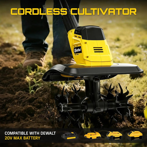 Cordless Garden Tiller Tool Only For Lawn And Garden 360 RPM Rototiller With 9 Inch Tilling Width And 6.6 Inch Depth 48 Steel Tines