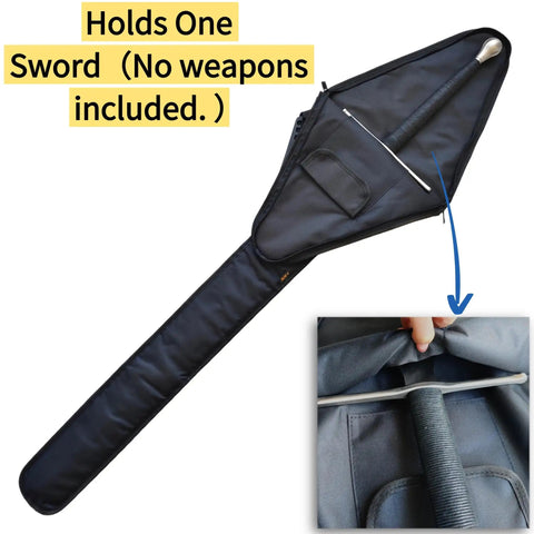 Heavy Duty Hema Sword Bag 55 Inch Long Sword Storage Case Made From Waterproof Nylon Fabric open showing sword fit